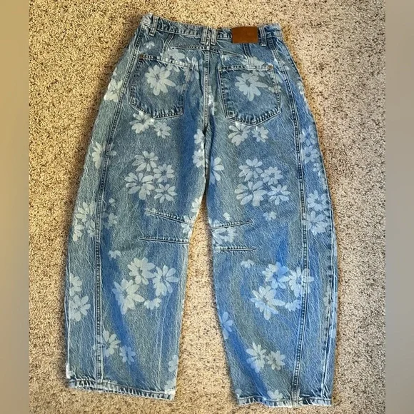 Free People Floral Barrel Jeans - Picture 2 of 3